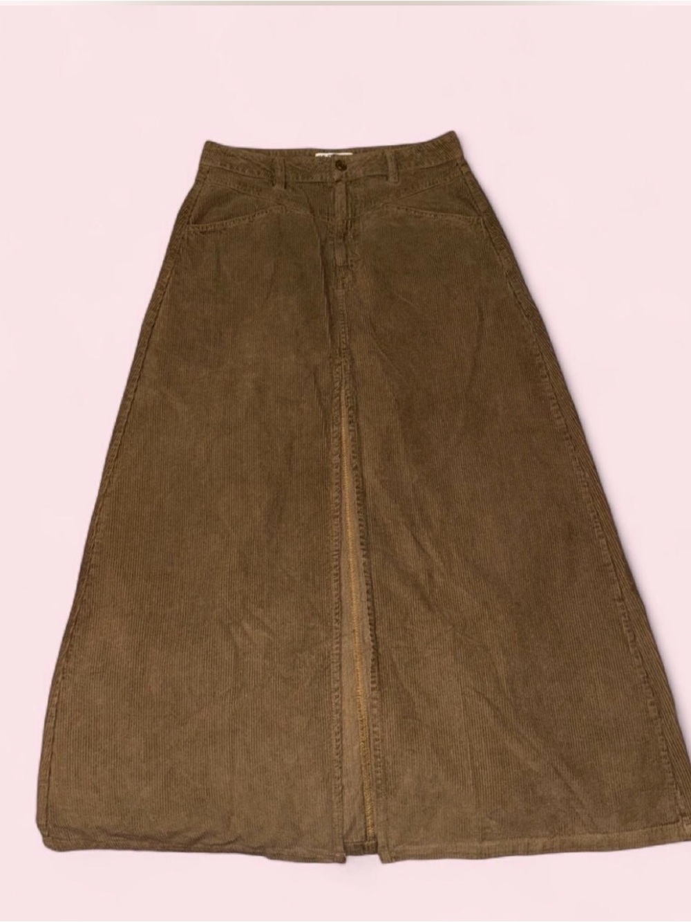 We The Free Brown Corduroy A-Line Maxi Skirt